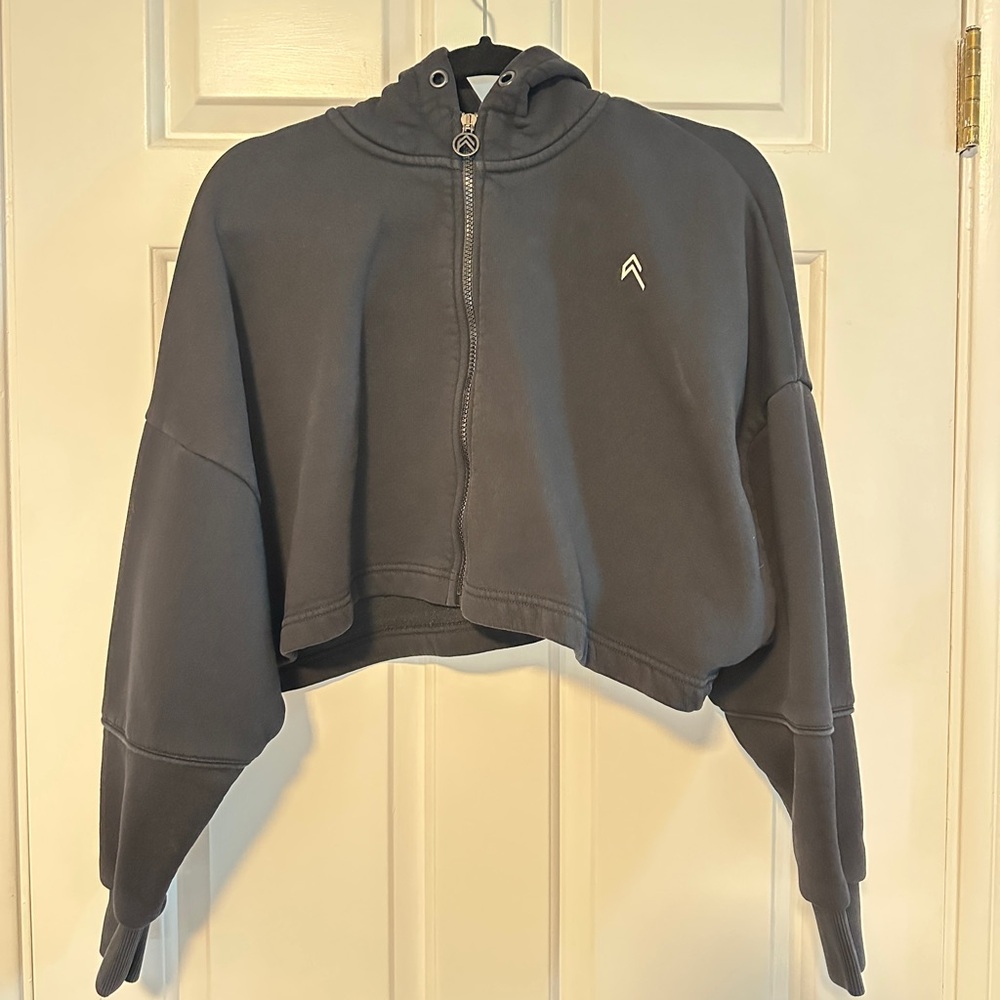 Black Cropped Hoodie with Logo